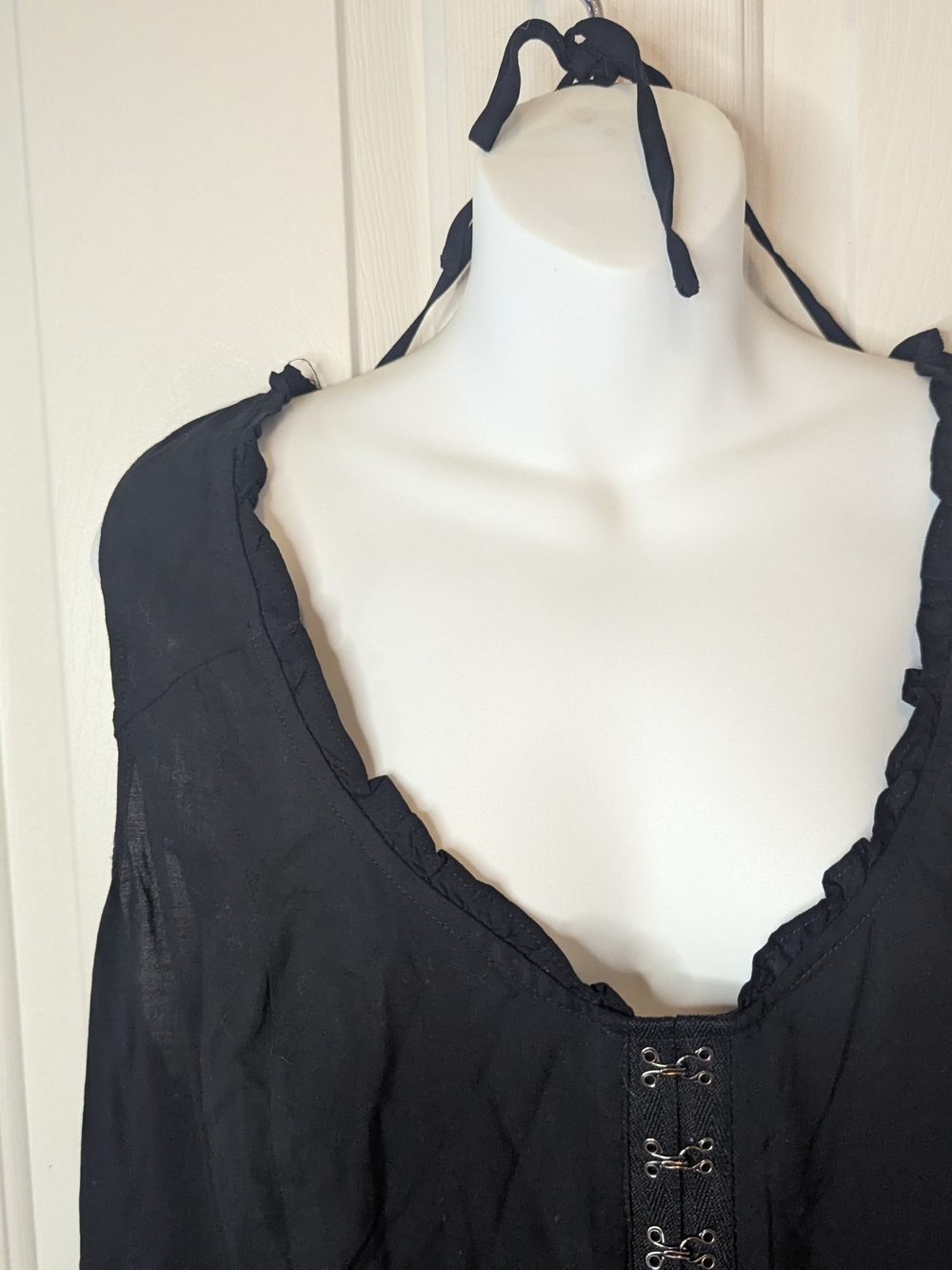 Torrid Black Babydoll Challis Corset Top Sleeveless Peplum Hook-Eye Plus Size 2 - Picture 3 of 11